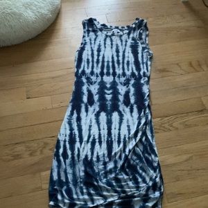 White and navy tie die dress